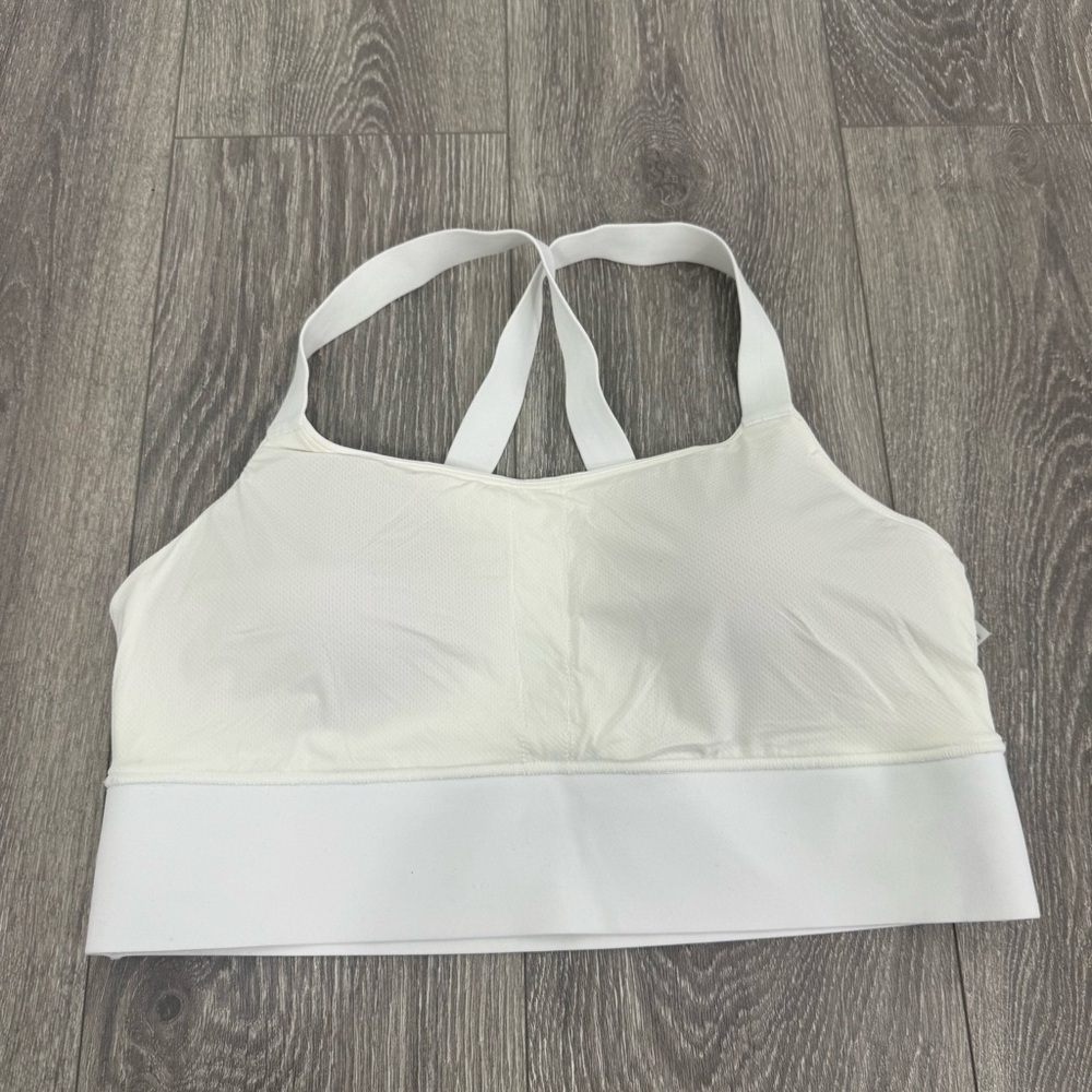 Athleta White Cross Back Sports Bra Size XL Strappy Racerback Yoga Bra EUC - Picture 3 of 13